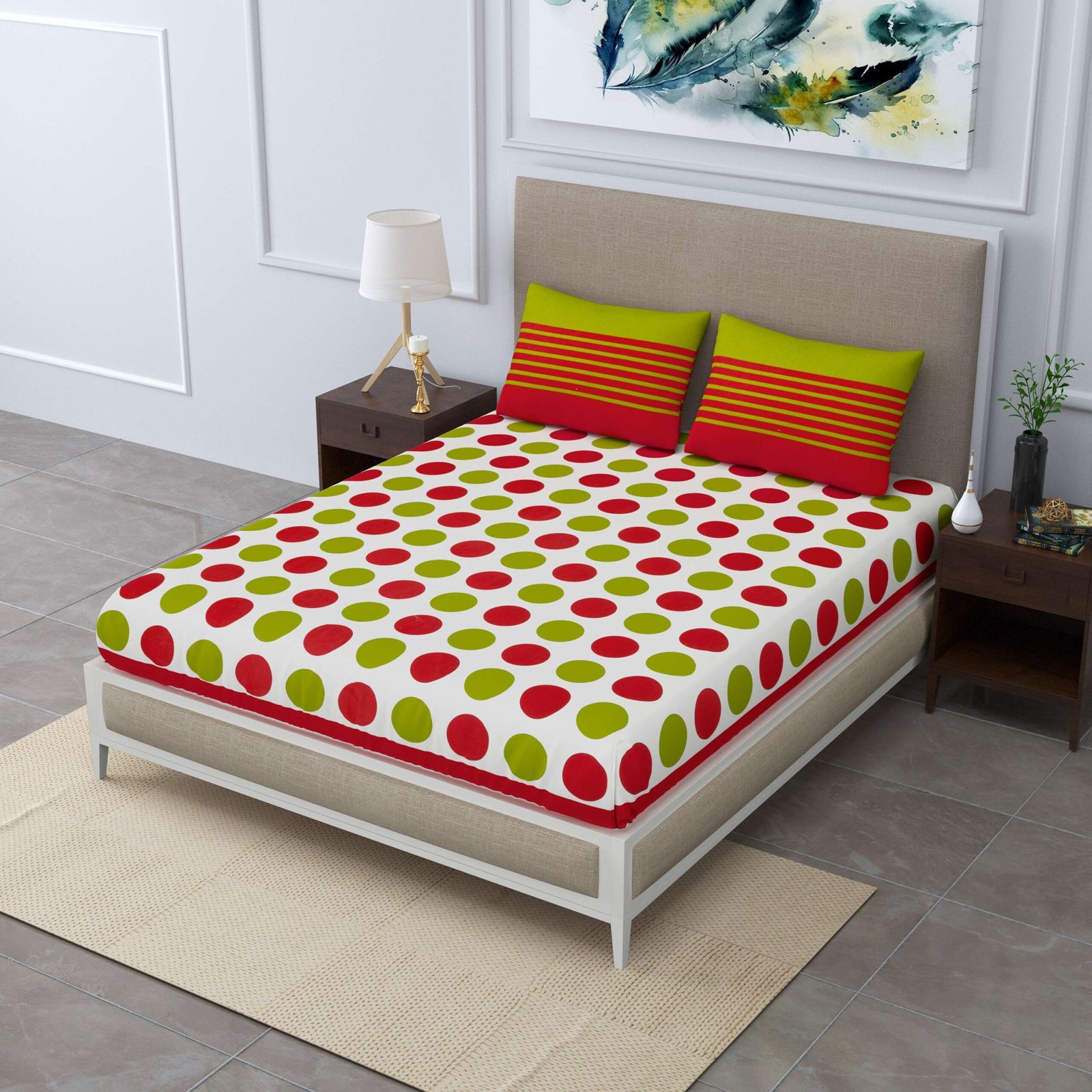 Rajasthani Traditionally Printed Cotton Doublebed Bedsheet With Pack of 2 Pillow Covers